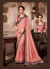 Peach Colour Latest Fancy Designer Festive Wear Printed Silk Thread And Cord Embroidery 10921